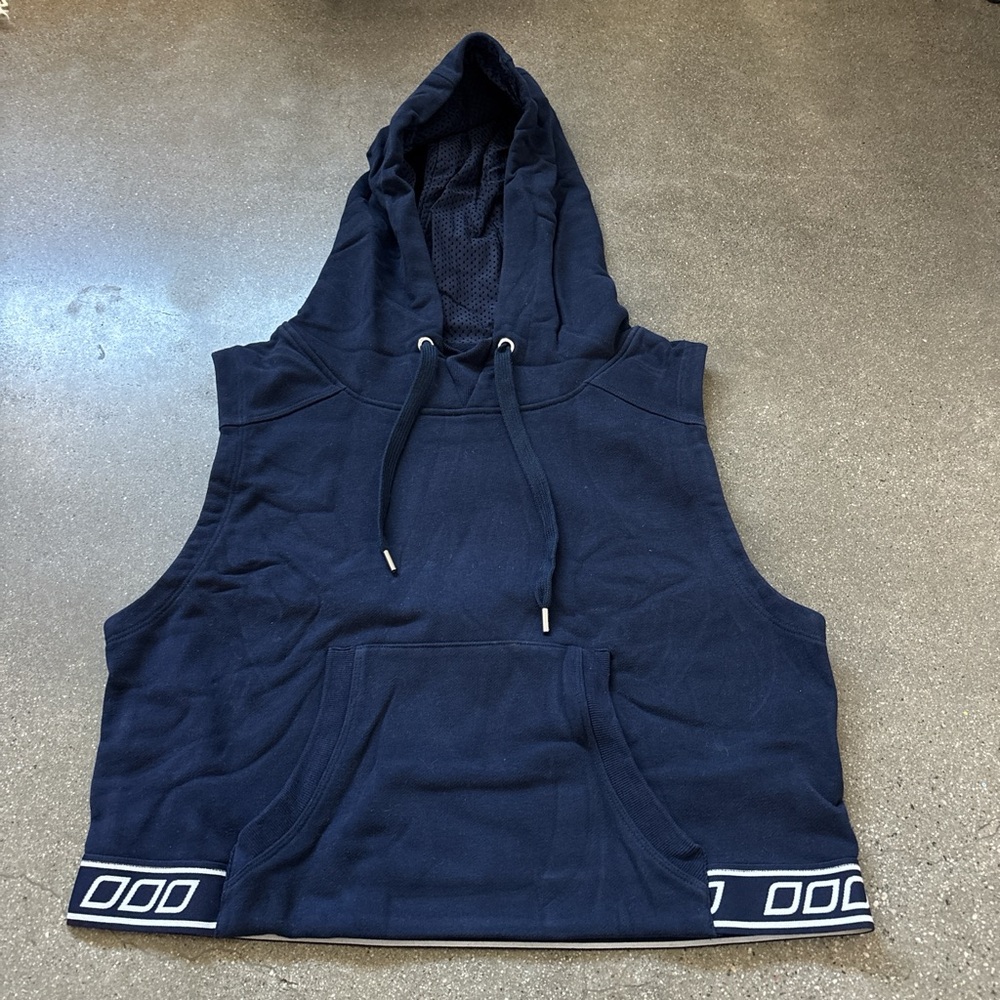 Lorna Jane Navy Sleeveless Hooded Crop Top